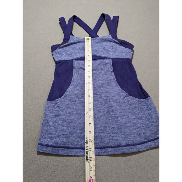 Lululemon Womens Chaturanga Tank Top Heathered Concord Grape Size 6 Double Strap - Picture 10 of 10